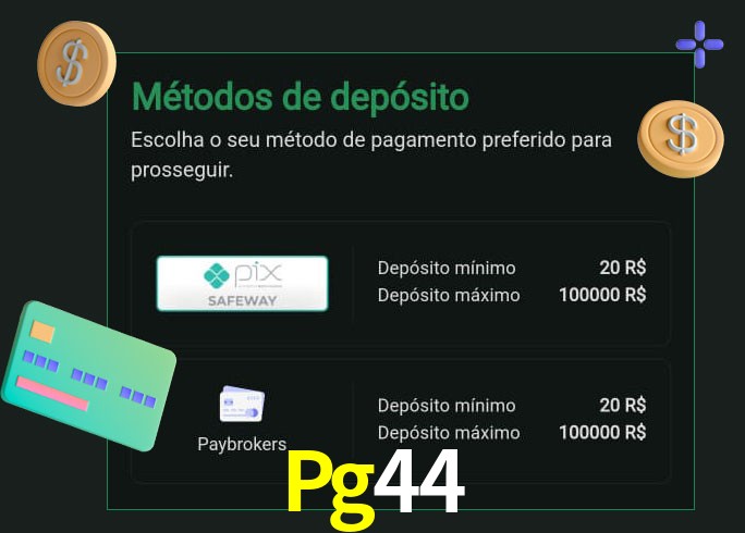 O cassino Pg44 oferece uma grande variedade de métodos de pagamento